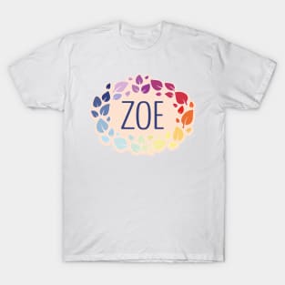 Zoe name with colorful leaves T-Shirt